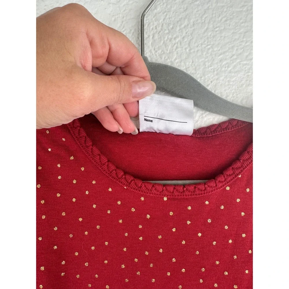 Hanna Andersson Kids Shimmer Gold Polka Dot Long Sleeve Cotton‎ Shirt Size 4